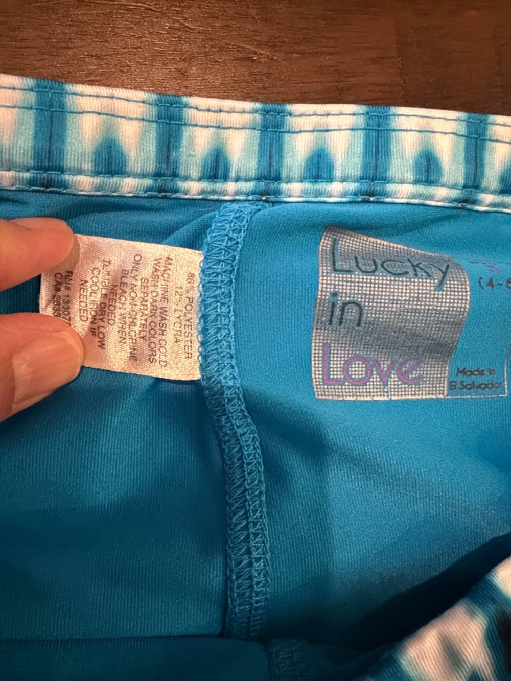 Lucky in Love Bright Teal tennis skort with Blue Tie-Dye Waistband - Picture 2 of 4